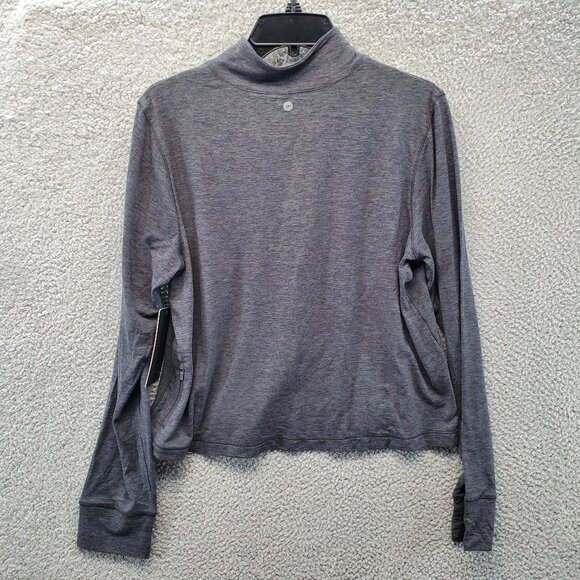 90 Degree By Reflex Cropped Long Sleeve Quarter Zip Heathered Night  Sz L New - Picture 5 of 6